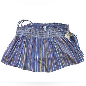 Arizona Jean Co. Blue Multi Stripe Loose Crop Top - Juniors XXL Spaghetti Strap